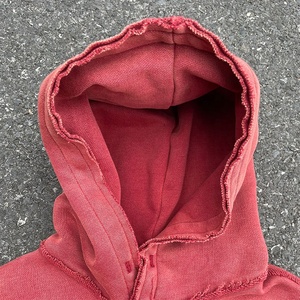 Sweats à capuche vintage personnalisés lavés à l'acide ourlet brut lourd 100% coton 400 impression numérique GSM pour l'hiver - Product Image 3