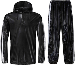 ชุดซาวน่ากันเหงื่อสำหรับผู้ชายและผู้หญิง,ชุดออกกำลังกายแขนยาวมีฮู้ดสีดำแบบกันน้ำลดน้ำหนัก - Product Image 6