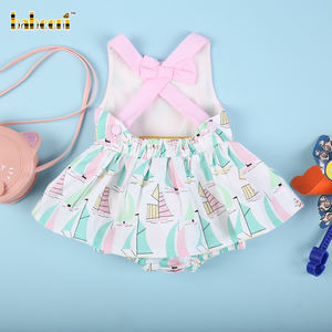 Venta al por Mayor de Ropa de Bebé Personalizada 100% Algodón de Lujo con Burbujas de Aire, Bordado a Mano con Diseño de Velero, Cierre de Botones, Primavera Verano - Product Image 4