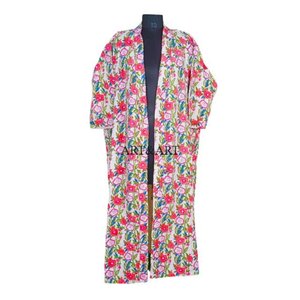 Elegante Chaqueta Kimono Kantha Vintage de Lujo con Estampado Floral, Talla Única, Abertura Frontal con Cordones, para Uso Casual de Verano, Excelente para Regalo - Product Image 2