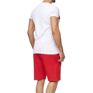 Ensemble court décontracté pour homme personnalisé en deux pièces pour l'été avec t-shirt contrasté à manches courtes, tissu respirant et motif imprimé - Product Image 5