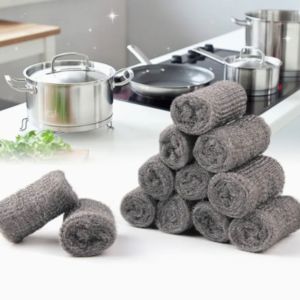 Cleando Pack 12 récureurs de laine d'acier prédécoupés marque privée épurateur en spirale en acier inoxydable pour éponges de cuisine tampons à récurer - Product Image 2