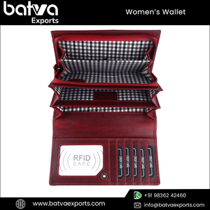 Cartera de Cuero Genuino de Alta Calidad para Mujer con Bloqueo RFID, Estilo Moderno Vintage, Cierre de Cremallera, Forro de Poliéster, Uso Diario - Product Image 2