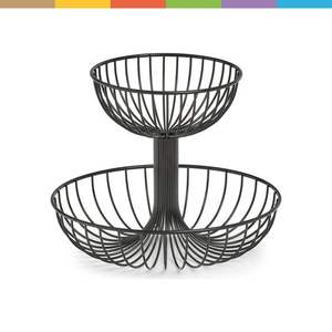 Table ronde en métal panier de fruits noir mat de qualité supérieure décor à la maison mariage fruits et salade panier - Product Image 5