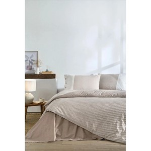 Özdilek ชุดปลอกผ้านวมสองชั้นสีเบจลายเส้นธรรมชาติ - Product Image 1