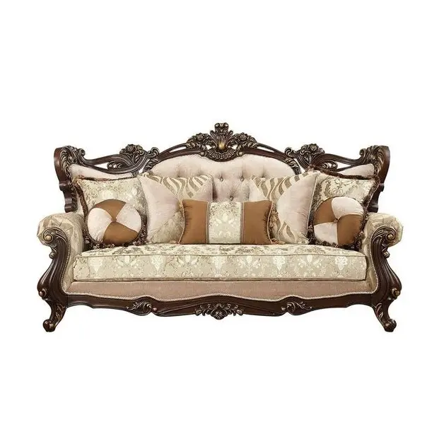 أريكة خشبية في 3 مقاعد تصميم العمل الملكي اليدوية منحوتة أثاث غرفة المعيشة