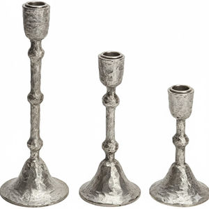 Ensemble de 2 chandeliers classiques en métal argenté, élégants, hauts et fins, de luxe, uniques, faits à la main, écologiques, pour dîner - Product Image 2