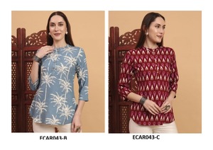 Haut Kurti en rayonne de coton ethnique rafraîchissant pour femme Style Indo Western léger pour le style et le confort d'été - Product Image 6