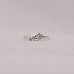Luxury 1.50 Carat Coffin Cut CVD Lab Grown Diamond <b>Solitaire</b> Bezel Setting <b>Ring</b> Classic Engagement <b>Ring</b> 18KT White Gold Plating - Product Image 1