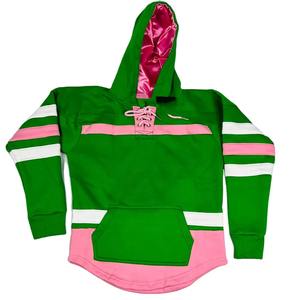 Sweat-shirt à capuche en molleton épais brodé AKA 1908 Green Hockey - Unisexe - Streetwear |   pour les sororités - Product Image 1