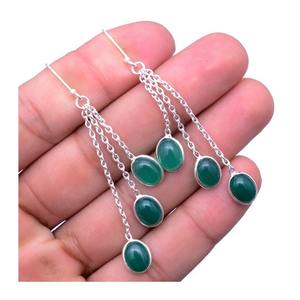 Ónix verde para mujer, regalo de boda para niñas, pendientes de piedras preciosas giratorias de Plata de Ley 925, joyería, pendientes de plata - Product Image 1