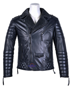 Chaqueta de Cuero para Hombre al por Mayor, Estilo Bomber, con Cuello de Piel, Cuero Vacuno, Frente de Lona, Ajuste Normal, Cremalleras Color Gris Metálico, Cálida y Elegante para Invierno - Product Image 3