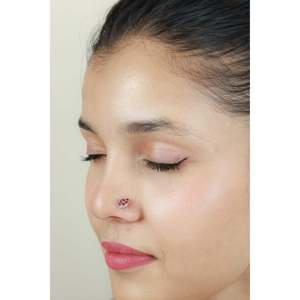 Piercing Nasal Ovalado de Plata 925 y Acero Inoxidable 14K con Rubí y Ópalo, Joyería Vintage para Regalo - Product Image 4