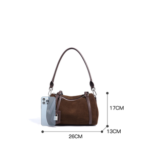 2026 nuevo invierno Vintage cuero de vaca gamuza bolso mujer cuero esmerilado personalizado Retro gran capacidad hombro bandolera - Product Image 5
