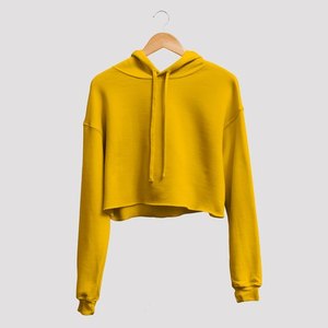 Sweat à capuche court en coton pour femmes col à capuche en tissu tricoté uni teint pour adolescents hiver et printemps - Product Image 6
