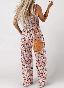 Combinaison en mousseline de soie à imprimé floral pour femmes, sans manches, taille haute, coupe ample, longueur intégrale, style bohème, vêtements de plage printemps été - Product Image 2