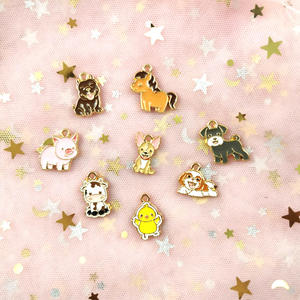 DIY亜鉛合金ジュエリー作りアクセサリーエナメルエナメルかわいいカワイイ漫画動物豚ひよこ牛犬ペンダントチャーム - Product Image 4