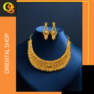 Newly Arrival Necklace Earrings <b>Set</b> with 22K Gold Plated Unique Designed <b>Women</b> Wear Necklace Earrings <b>Set</b> <b>Jewelry</b> - Product Image 2