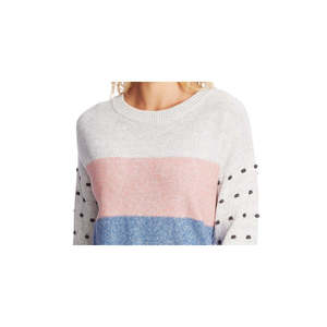 Maglione Casual da Donna CeCe Taglia Grande Beige Antracite con Righe Mélange e Lavorazione a Nappine per la Stagione Autunnale - Product Image 2