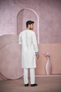 "Heritage White jacquard designer kurta - Product Image 2
