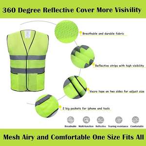 เสื้อกั๊กนิรภัยสีดำสะท้อนแสงสูง ANSI Class 2เสื้อกั๊กทำงานทนทานอุปกรณ์การก่อสร้างที่สะดวกสบายสำหรับผู้ชายผู้หญิง Hi VIS - Product Image 4