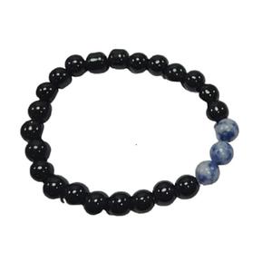 <b>Crystal</b> <b>bracelet</b> Black Obsidian & <b>Blue</b> sodalite Round Beads <b>Bracelet</b> 8mm Stone Gemstone Fashion Men and Women Gift Energy - Product Image 4