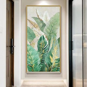 Su misura arenaria astratto effetto 3D foglie verdi grande foglia parete arte decorativa per il soggiorno ufficio caffè decorazione pittura - Product Image 3