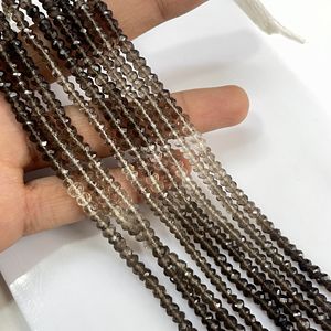 Perles de rondelle à facettes en quartz fumé, perles de pierres précieuses en gros naturelles pour la fabrication de bijoux - Product Image 2