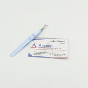 Vente en gros 45 degrés Dumont pince à épiler en acier inoxydable enduit bleu bébé Logo personnalisé pointu pour l'extension des cils - Product Image 3