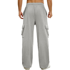 Custom LOGO Men Loose Pants Winter Long Mohair Knit <b>Trousers</b> Casual <b>Drawstring</b> Men's Pants Straight Curved Striped <b>Trousers</b> - Product Image 6