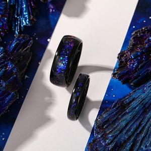 Jeulia Starry Sky Impression <b>Tungsten</b> Wedding Couple <b>Rings</b> Set - Product Image 4