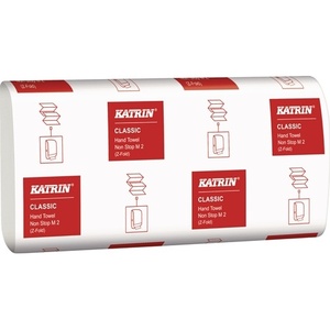 ผ้าเช็ดมือแบบใช้แล้วทิ้ง Katrin Classic M 2 2 ชั้น สีขาว แบบพับ 4000 ผืน/KT ELOS - Product Image 1