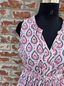 Robe imprimée bloc à la main tuniques indiennes robe longue en coton indien imprimé à la main robe sans manches à bretelles réglables en coton indien - Product Image 6