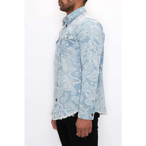 Veste en jean délavé à motif personnalisable pour hommes, vêtements d'extérieur stylés de coupe classique pour tous les jours, vestes décontractées de style Streetwear pour hommes - Product Image 5