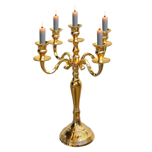 Candelabros de aluminio de 5 brazos con acabado plateado, centro de mesa de lujo hecho a mano, candelabros, decoración de boda a la venta - Product Image 3