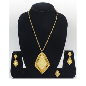 Ensemble de pendentifs à breloques ensemble de bijoux plaqué or indien dubai arabe ensemble de pendentifs boucles d'oreilles collier chaîne pour femmes - Product Image 1