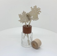 Gravure Laser Art Populaire Europe Décoration Maison En Bois Petit Pot En Verre En Bois Aromatique Couvercle En Bois Diffuseur De Roseau Bouteille Couvercle De Parfum