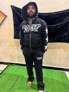 Impression personnalisée pour hommes, ensembles de pantalons de survêtement et sweat à capuche, ensemble de joggers, fermetures éclair complètes, survêtement de jogging de sport en coton - Product Image 4