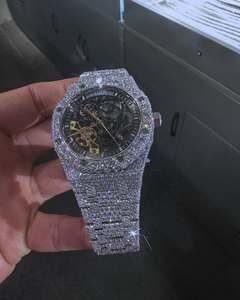 Reloj elegante de acero inoxidable de 41mm para hombre con diamantes helados, joyería de negocios de lujo con esfera de 46mm de diámetro - Product Image 1