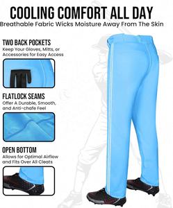 Pantalones de béisbol de longitud completa para jóvenes y adultos con rayas Ajuste relajado Ropa deportiva de fondo abierto Transpirable-para deportes y ejercicio - Product Image 3