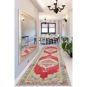 Alfombra impresa en 3D, alfombra roja turca estilo anatólico para comedor, alfombra de chenilla - Product Image 3