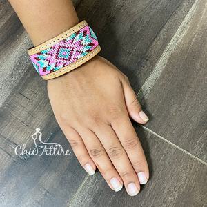 Latest Bracelet Design Hand <b>Tooled</b> <b>Leather</b> Beaded Bracelet Boho Cuff Bracelet for Women Genuine <b>Leather</b> Strap Adjustable Jewelry - Product Image 1