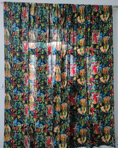 Hermosas cortinas negras de algodón con estampado Floral, elegantes cortinas indias con decoraciones de ventanas textiles suaves para el hogar para cenefas de habitación - Product Image 4