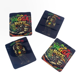 Bolsas de Mylar Negras Brillantes de 3.5g con Cierre Hermético, Impresión Personalizada, para Almacenamiento y Empaque - Product Image 1