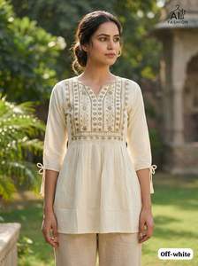 Túnica India Informal y de Uso Diario, Material de Rayón Pesado, Lista para Usar, con Bordado y Mangas con Diseño Elegante - Product Image 5