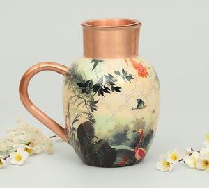 Picher d'eau en métal cuivré supérieur avec des avantages pour la santé ayurvédiques disponibles imprimés personnalisés parfaits pour les cadeaux et un usage domestique - Product Image 6