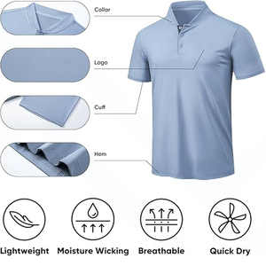 เสื้อเชิ้ตผ้าฝ้าย100% ผู้ชายผ้าถักแบบลำลองกันรอยยับ3ปุ่มสไตล์คลาสสิกสำหรับใส่เล่นเทนนิส - Product Image 5