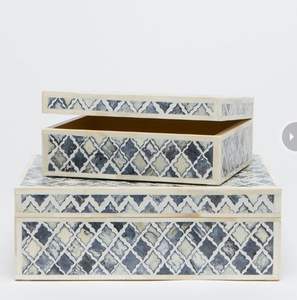 Caja de incrustaciones de hueso hecha a mano con inserción de piedra de ágata real Caja decorativa elegante para mesa y estilo interior - Product Image 6