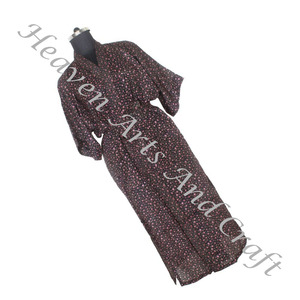 KL013 Kimono Vintage de Seda Pura para Mujer, Kimono Largo con Doble Bolsillo, Bata de Noche, Kimono Vintage de Verano - Product Image 3