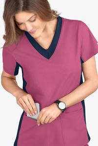 ชุดเสื้อแขนสั้นผ้าซาตินเรยอนคอวีชุดพยาบาลชุดเสื้อขัดตัวสม่ำเสมอสำหรับพยาบาลพยาบาล - Product Image 2